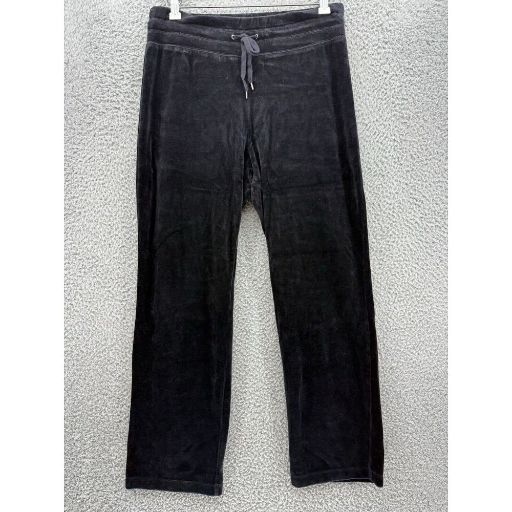Jones New York Sport Black Velour‎ Drawstring Waist Track Pants Women's Small